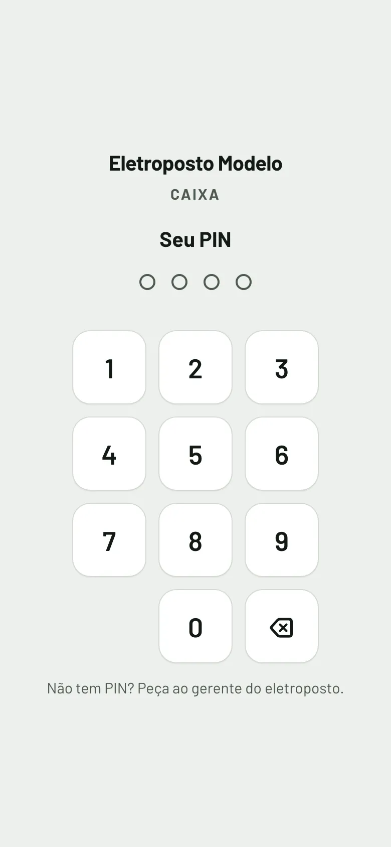 Tela do PIN do caixa no celular